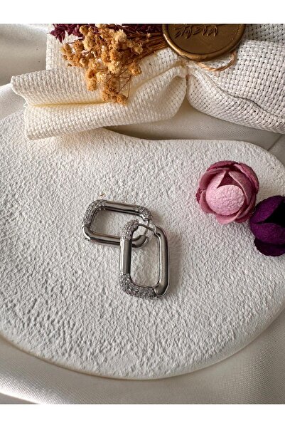 H&S AKSESUAR ÇELİK TAŞLI DİKDÖRTGEN LOCK KÜPE