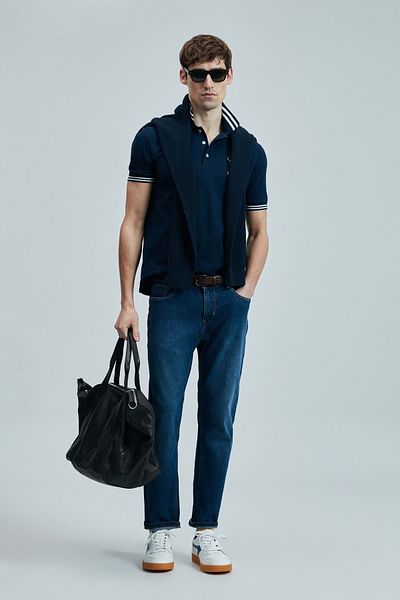 Lufian 111040216 Everes Smart Polo Neck T-shirt Ανδρικό T-shirt Navy Blue