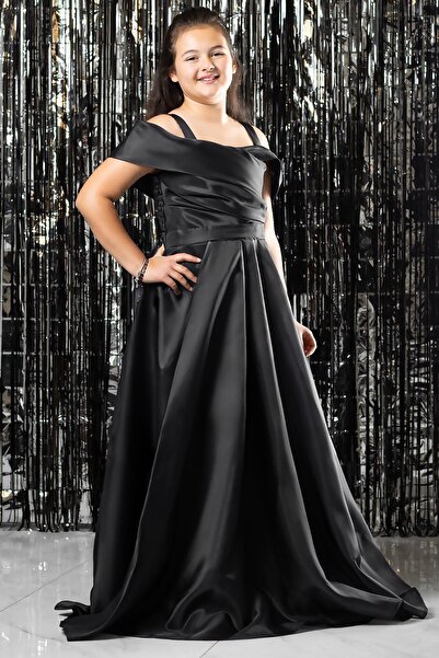 DENİMİNİ Askılı Beli Lastikli Kız Çocuk Mezuniyet Abiye Elbisesi DNM362