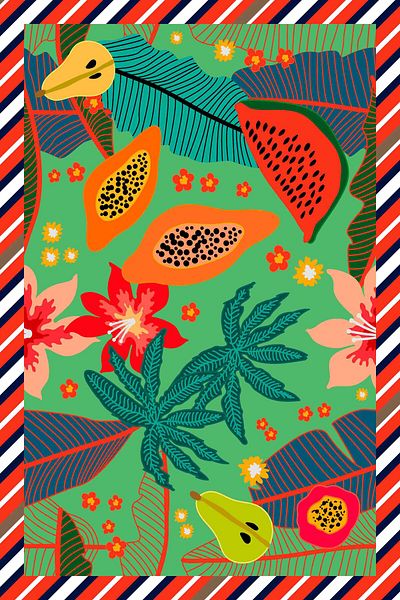nehir eşarp Fruit & Leaf Pattern Pareo 100 X 150 cm