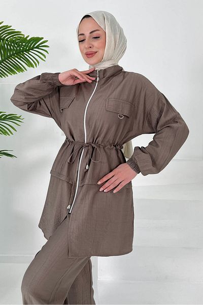 TOFİSA Lace Detailed Suit Mink - 27009
