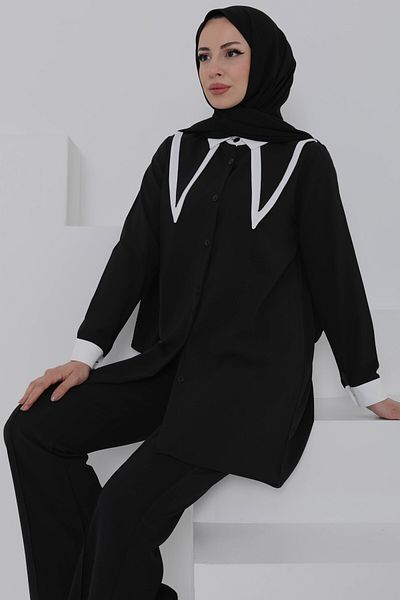 TOFİSA Double Collar Linda Suit Black - 27020