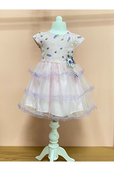 Cherrys Bebek Fırfırlı Lavanta Kız Bebek Elbise
