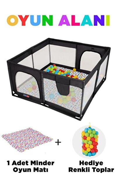 Tommybaby Güvenli Bebek Ve Çocuk Oyun Alanı Oyun Parkı 120X120 Oyun Matı Topl...