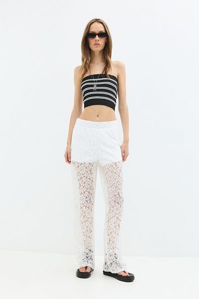 No Matter What Lace Textured Transparent Wide Leg Pants