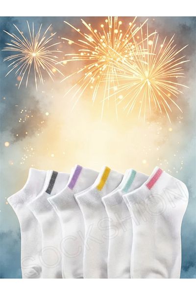 SOCKSHION 5 чифта дамски стилни, невидими, удобни, дишащи чорапи с цветен ръб