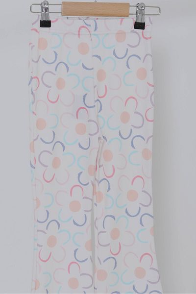 TOFİSA Leggings pentru fetiță cu model de flori albe - 27057