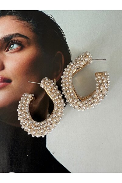 Pinery Jewels Limited Edition - Inci Detaylı C Maxi Boy Abiye Küpe Çifti