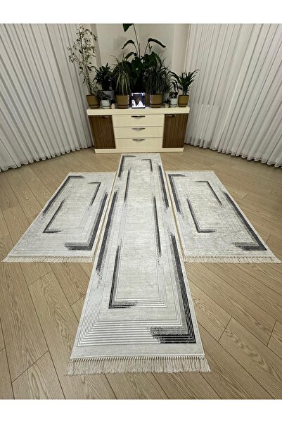 MODKLAS Kaymaz Taban 3 'lü Yatak Odası Halı Takımı 2 Adet 80x150 cm 1 Adet 80...