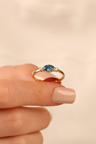 Çgk Çiğdem Gürel Kuyumculuk Mavi Taşlı Altın Yüzük