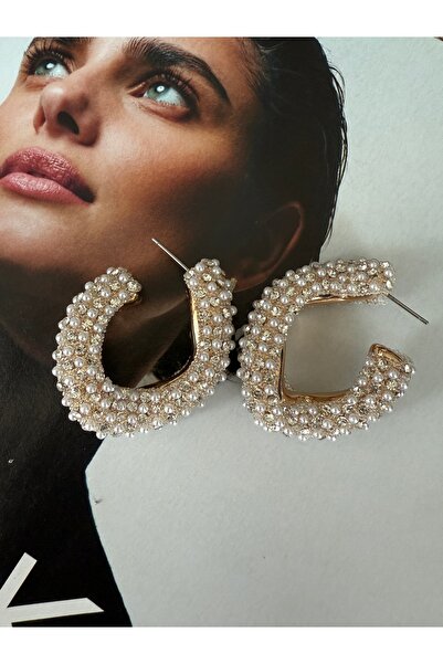 Pinery Jewels Limited Edition - Inci Detaylı C Maxi Boy Abiye Küpe Çifti