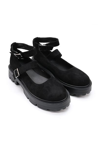 Tmall Pantofi casual de dama,Din piele ecologica intoarsa,P1244,Negru