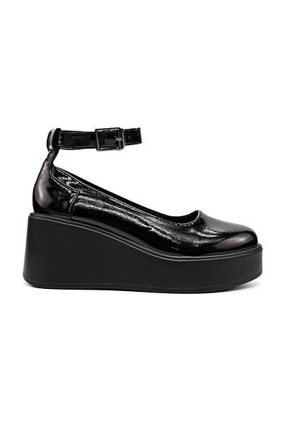 Tmall Women's casual shoes, Made of eco-leather, P1261, With platform, Glossy Black