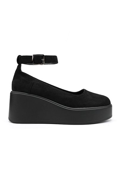 Tmall Pantofi casual de dama,Din piele ecologica intoarsa,Cu platforma,P1262,Negru