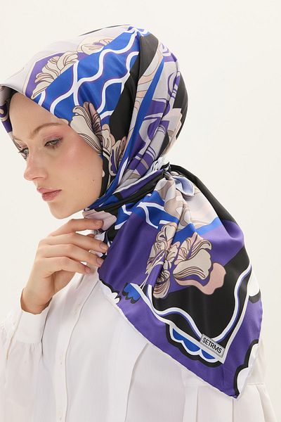Setrms Eșarfă cu modele florale și geometrice
