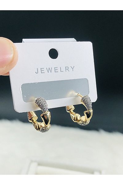 DS DİAMONDSHOP Earrings Zircon Stone Ring Model New Season Bykp- 202505896