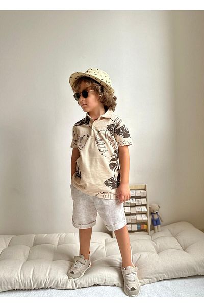 YİGİT BUTİK Costum pentru băiat cu guler polo