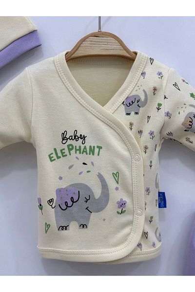 Zuff Baby Baby Girl Flowery Elephant Patterned Newborn 5-Piece Hospital Discharge Set 0-3 Months