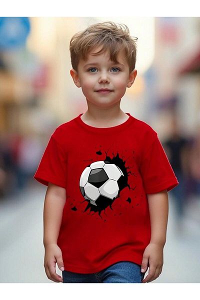 Afternoon Kids Boy's Red Color''Football Ball'' Printed Sweet Comfortable Tshirt