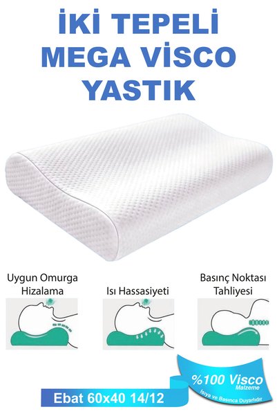viscoday Mega Size Orthopedic Pillow for Neck Hernia Neck Flattening 60x40x14/12cm