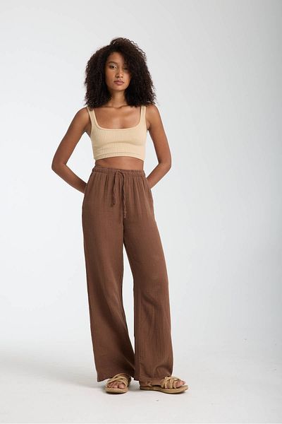 İLKCET MODA Γυναικείο παντελόνι Muslin Oversize Palazzo