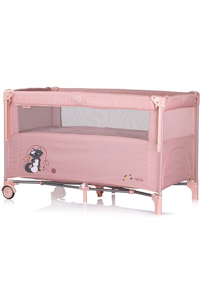 OEM Patut pliabil Chipolino Relax pink marshmallow cu laterala culisanta