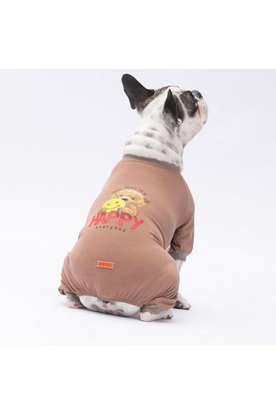 Pawstar Happy Teddy Bear Cat Dog Pajamas - Cat Dog Jumpsuit - Cat Dog Outfit