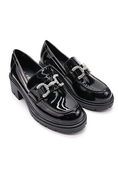Tmall Women's casual shoes, Made of eco-leather, With thick heel, P1247, Black Glossy