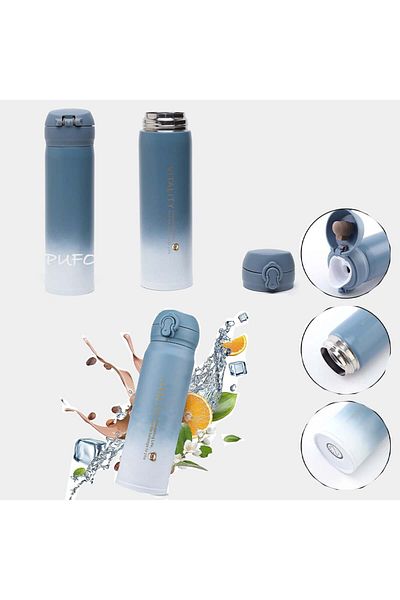 PUFO Termos metalic Vitality pentru băuturi, izotermic, 500 ml, albastru/alb