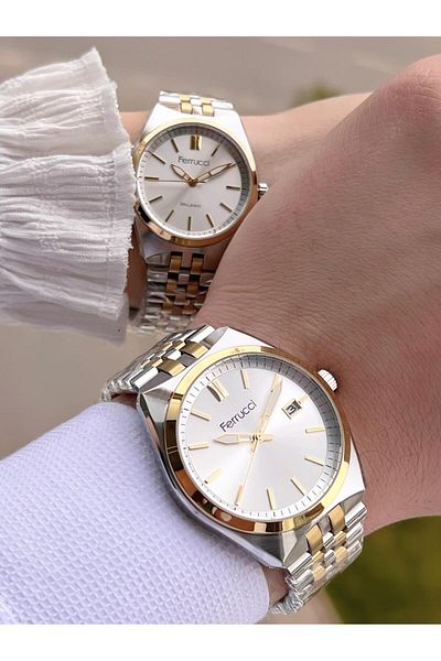 Ferrucci Steel Cord 3 Atm Water Resistant 2 Years Warranty Wrist Watch Special for Couples Women&Men Cf.X2