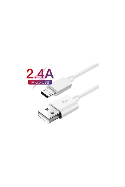 ADAMAN Premium 0,9 Metre Micro USB Hızlı Şarj ve Data Kablosu 2.4 Amper Beyaz