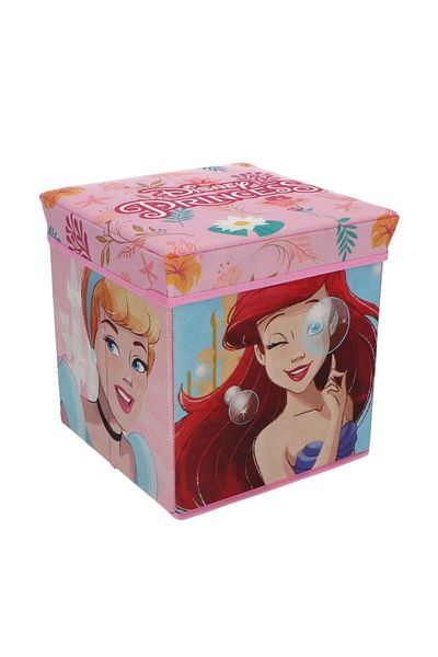 Disney Folding Stool with Storage Space, Box Type, Multicolor, Max 80 kg, 30x30x30 cm, Ariel Disney