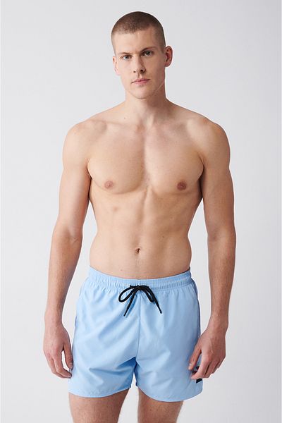 Avva Hellblaue, schnell trocknende Badeshorts für Herren E 003801