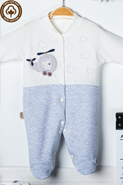 Miniel 3-6-9 Months Baby Boy Overalls - Teddy Bear Embroidered, cotton Booties