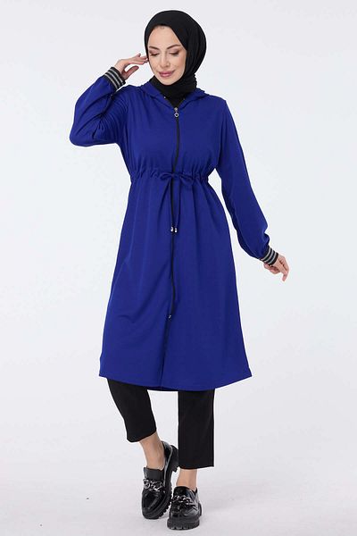 TOFİSA Women's Blue Hooded Collar - Plain Hoodie Model No: 13050
