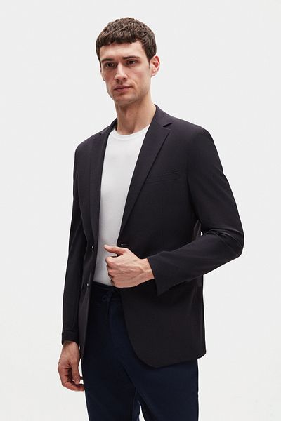 D'S Damat Ds Damat Slim Fit Navy Blue Striped Fabric Jacket