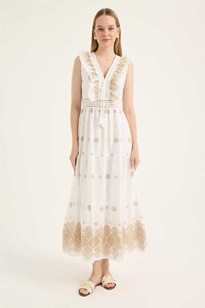 HomeStore Volanlı V Yaka Elbise