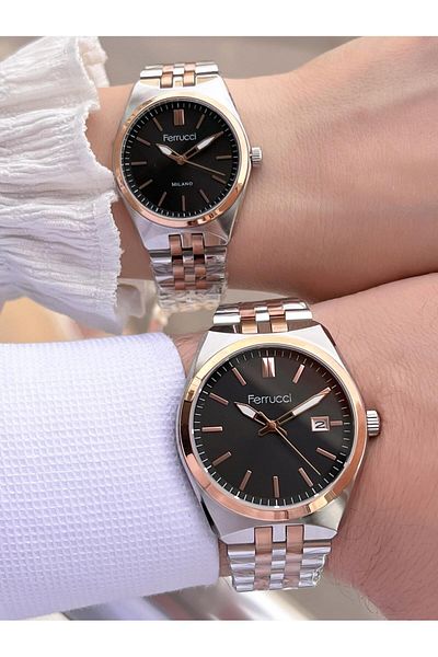 Ferrucci Steel Cord 3 Atm Water Resistant 2 Years Warranty Special for Couples Women&Men Wristwatch Cf.X1