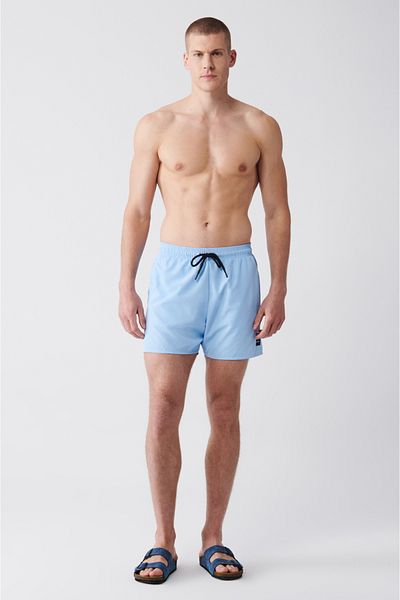 Avva Hellblaue, schnell trocknende Badeshorts für Herren E 003801