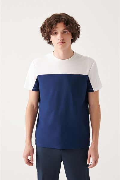 Avva Ανδρικό μπλουζάκι Navy Blue 100% Cotton Crew Neck A31y1400