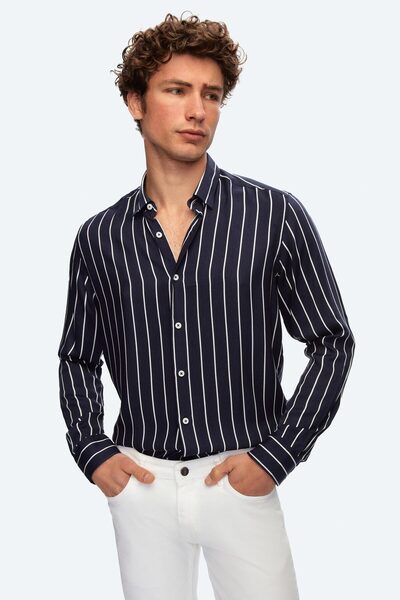 Twn Сlim Fit Синя сорочка з принтом