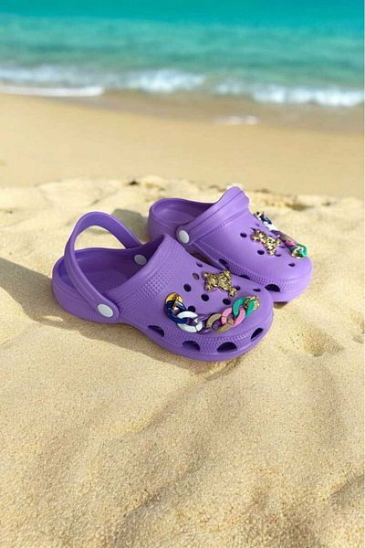 ÇEÇEN HOME Comfortable Sole High Scale Jelly Bean Detailed Children's Slippers Cross Sandals Sabo
