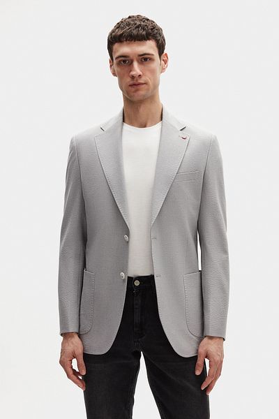 D'S Damat Ds Damat Regular Fit Gray Plain Fabric Jacket