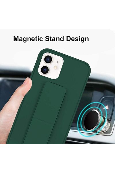 Generic Case Cover For iPhone 13 Pro with Magnetic Stand & Holder, Premium Silicone Hand Strap and Grip