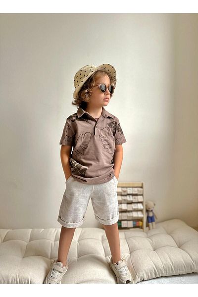 YİGİT BUTİK طقم للأولاد بياقة بولو مع شورت