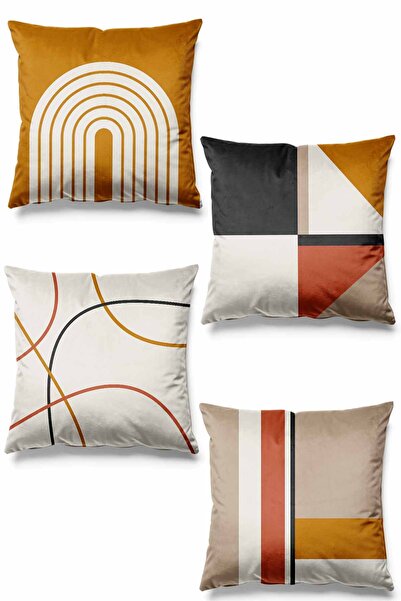 Pilloveland Set de 4 huse de pernă din piele intoarsa cu model Fika imprimat ...