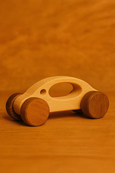 ALGWOOD Ahşap Araba Oyuncak – El Yapımı Montessori Doğal Tekerlekli Eğitici O...