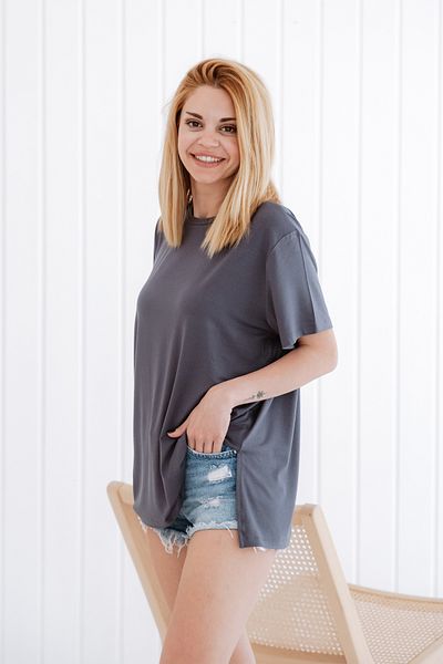 Lilabio Μπλουζάκι Crew Neck Loose Fit Modal