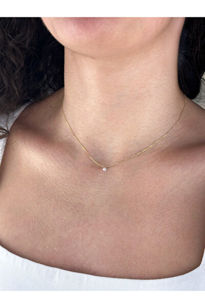 KURSHUNI Shining Dot (Tekli), 14 Ayar Altın Kolye