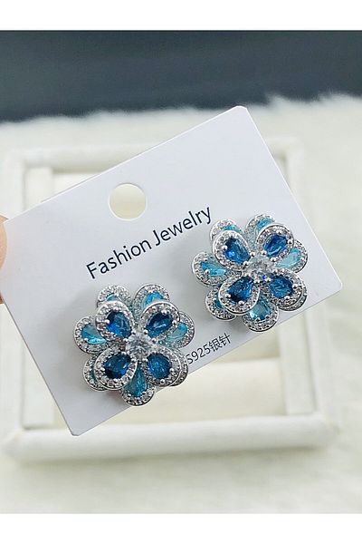 DS DİAMONDSHOP Earrings Zircon Stone Flower Model New Season Bykp- 202505904